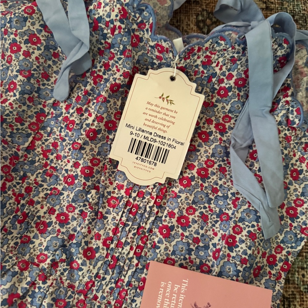 Ivy City Co Blue and Pink Floral Kids Dress - Picture 3 of 3